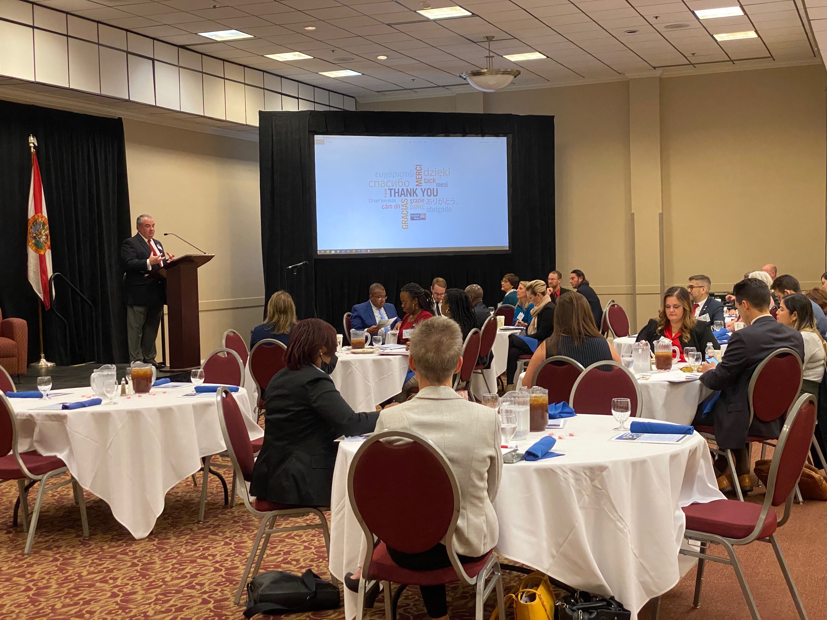 UWOF Board Chair Jeff Hayward welcomes attendees to Capitol Days 2022