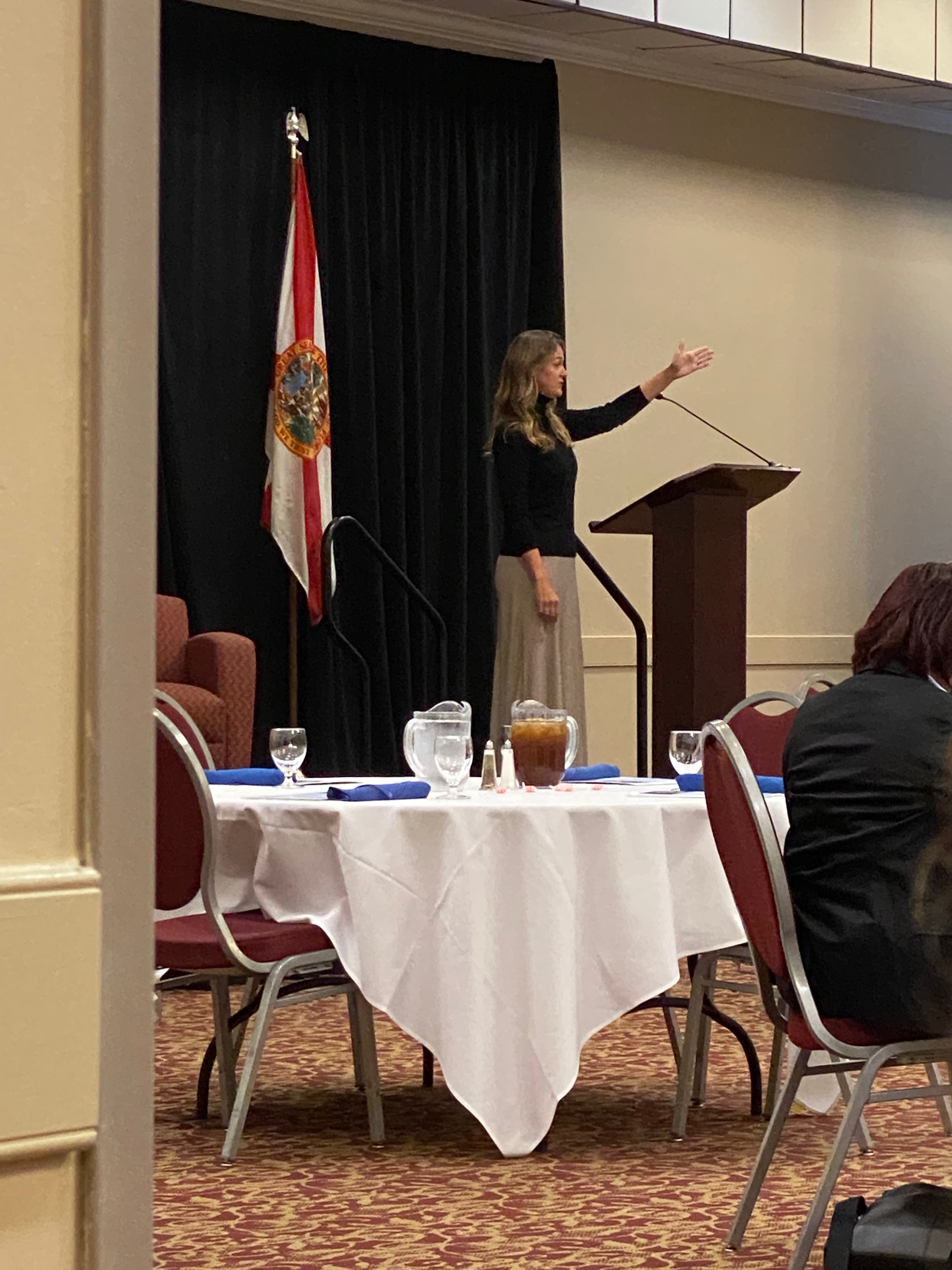 Dr. Brittany Birken, Federal Reserve Bank of Atlanta, addresses the group